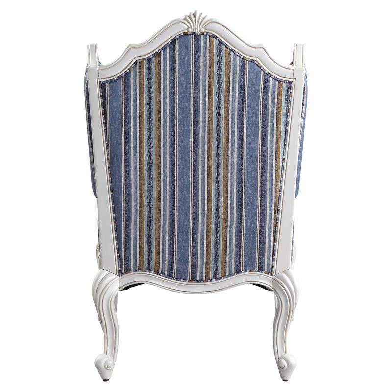 ACME Ciddrenar Fabric Upholstery Chair with Pillow in Blue and White