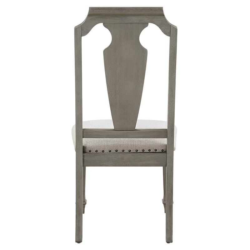 ACME Zumala Fabric Upholstery Side Chair in Beige and Weathered Oak (Set of 2)