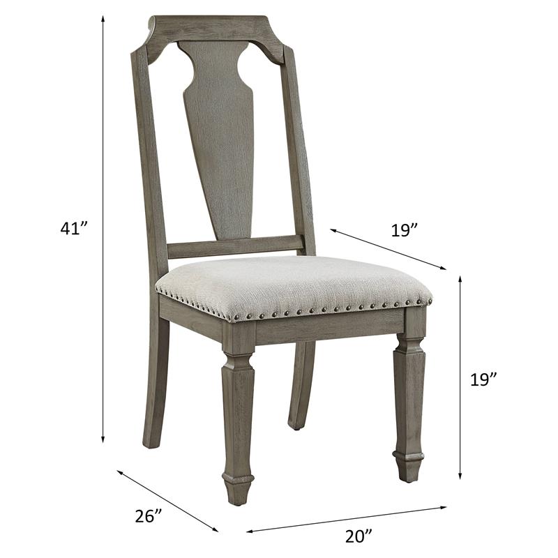 ACME Zumala Fabric Upholstery Side Chair in Beige and Weathered Oak (Set of 2)