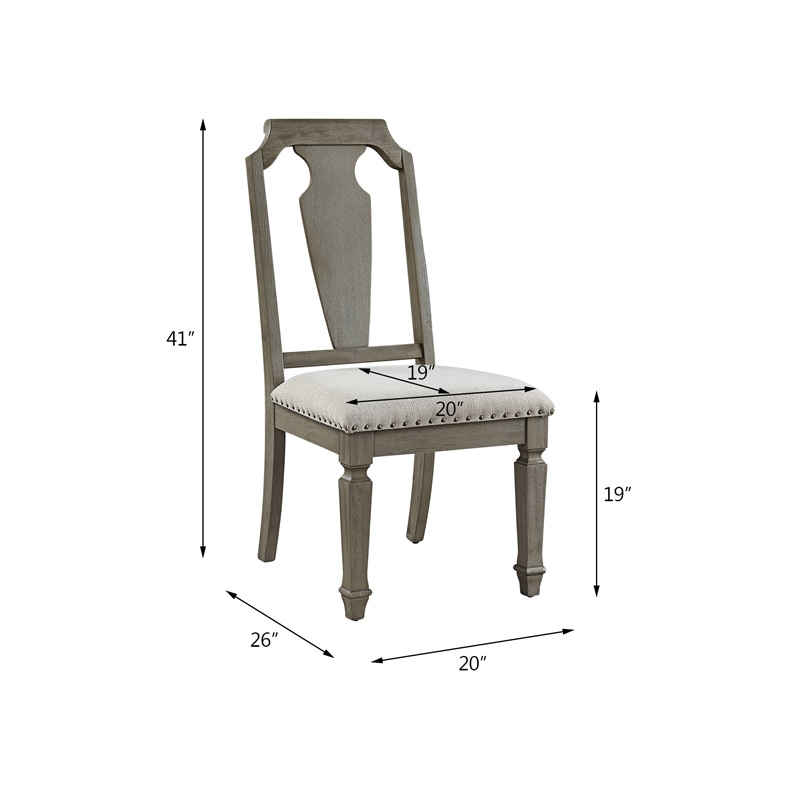 ACME Zumala Fabric Upholstery Side Chair in Beige and Weathered Oak (Set of 2)