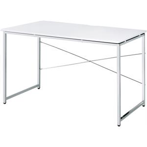 acme tennos writing desk in white and chrome finish