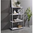 ACME Tennos 4 Wooden Shelves Bookshelf with Metal Frame in White and Chrome