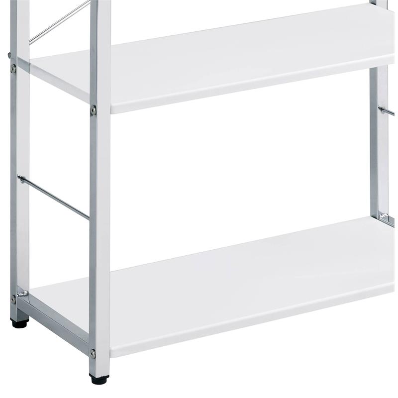 ACME Tennos 4 Wooden Shelves Bookshelf with Metal Frame in White and Chrome