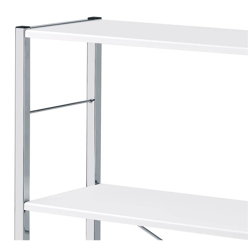 ACME Tennos 4 Wooden Shelves Bookshelf with Metal Frame in White and Chrome