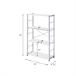 ACME Tennos 4 Wooden Shelves Bookshelf with Metal Frame in White and Chrome