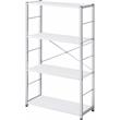 ACME Tennos 4 Wooden Shelves Bookshelf with Metal Frame in White and Chrome