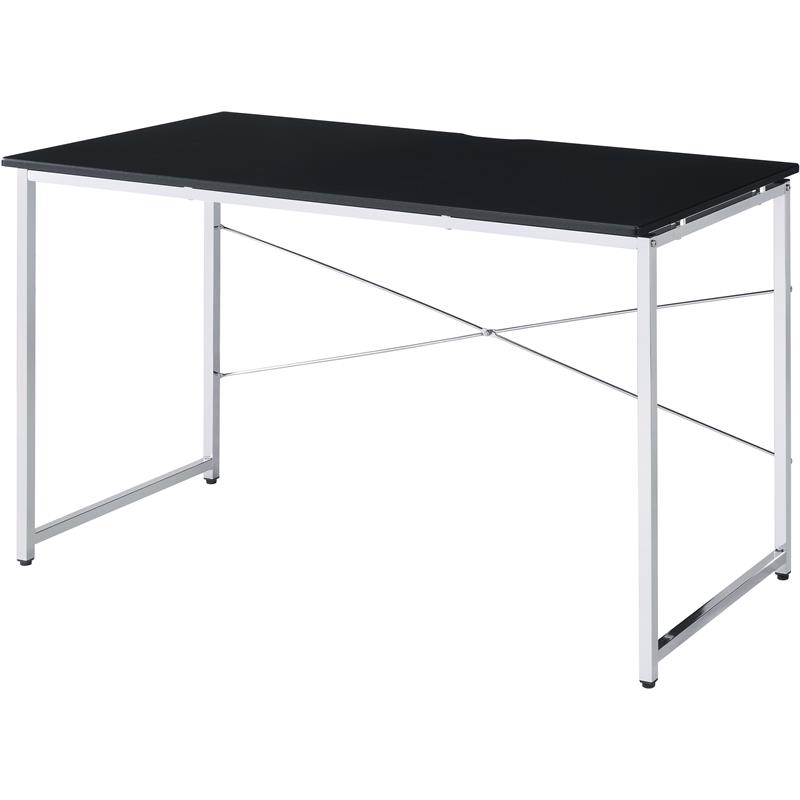 ACME Tennos Writing Desk in Black and Chrome Finish