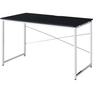 acme tennos writing desk in black and chrome finish