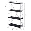 ACME Tennos 4 Wooden Shelves Bookshelf with Metal Frame in Black and Chrome