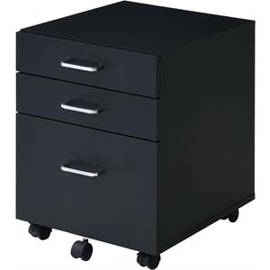 acme tennos wooden 3-drawer cabinet with casters in black and chrome
