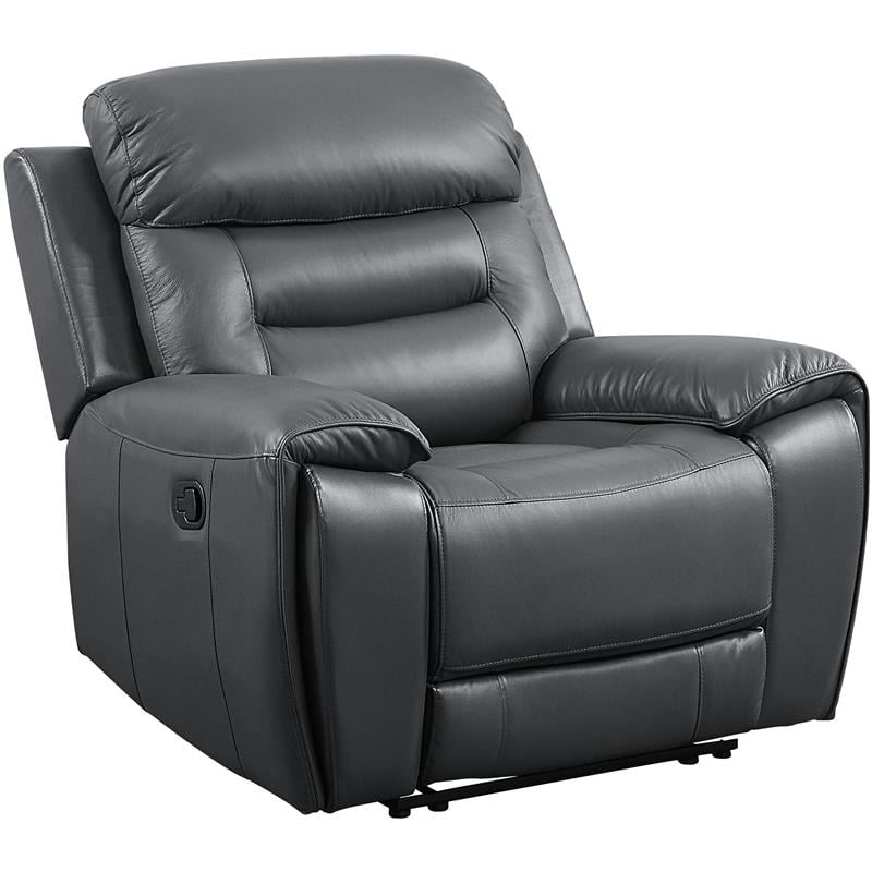 Acme Lamruil Recliner In Gray Top Grain Leather - Lv00074