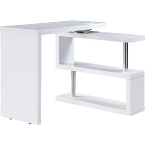 acme buck ii wooden writing desk with usb port in white high gloss
