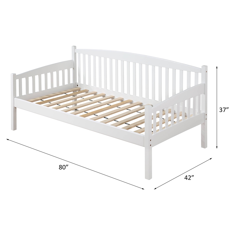 ACME Caryn Wooden Twin Mission Style Daybed with Slightly Curved Back in White