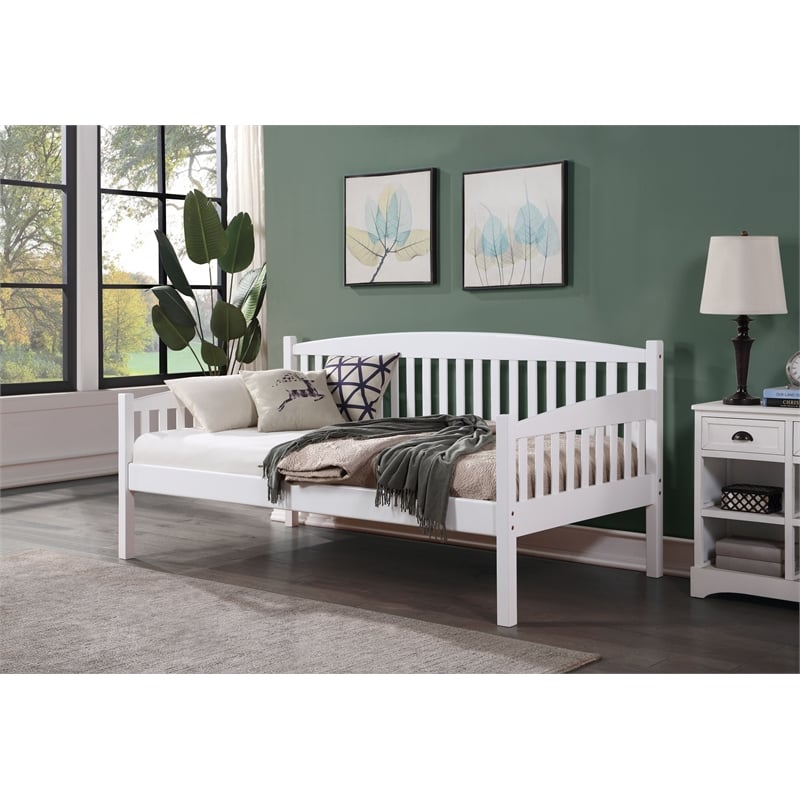 ACME Caryn Wooden Twin Mission Style Daybed with Slightly Curved Back in White
