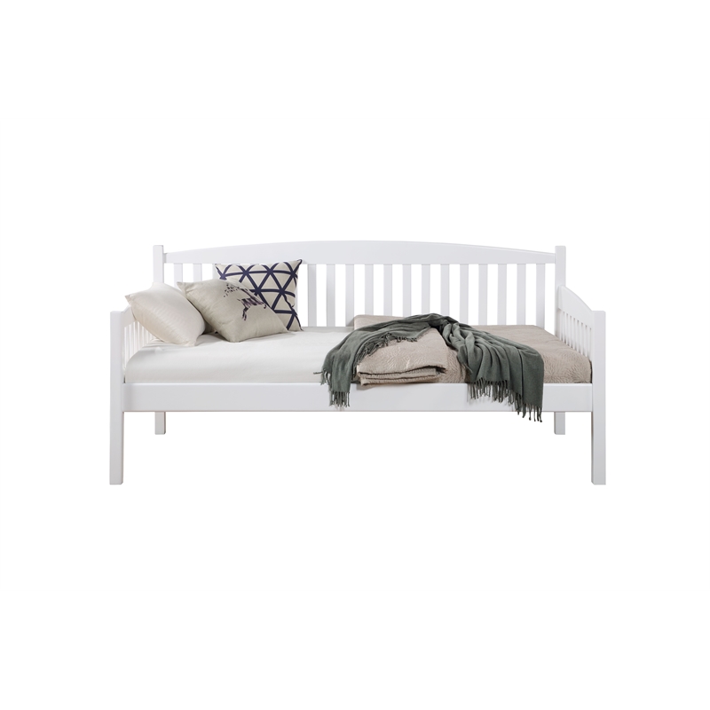 ACME Caryn Wooden Twin Mission Style Daybed with Slightly Curved Back in White