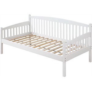 acme caryn wooden twin mission style daybed with slightly curved back in white