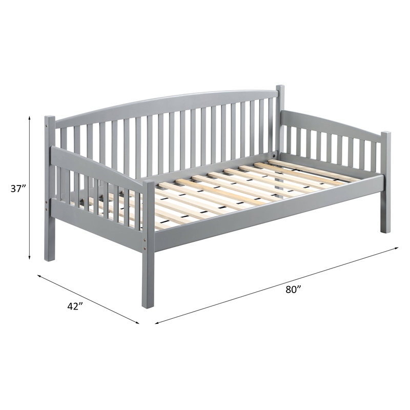 ACME Caryn Wooden Twin Mission Style Daybed with Slightly Curved Back in Gray