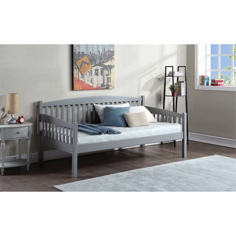 ACME Caryn Wooden Twin Mission Style Daybed with Slightly Curved Back in Gray