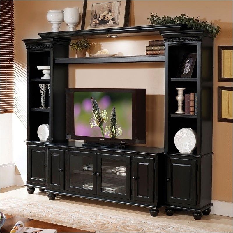 ACME Ferla Engineered Wood Entertainment Center with Side Piers/Bridge in Black