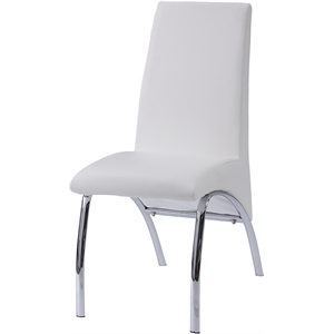 acme pervis side chair in white pu and chrome