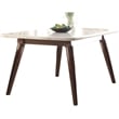 ACME Gasha Rectangular Marble Top Dining Table in White and Walnut