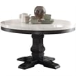 ACME Nolan Round Marble Top Dining Table in White and Salvage Dark Oak