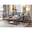 ACME Ikram 2 Pieces Wooden End Table with Shelf in Weathered Oak and Sandy Black