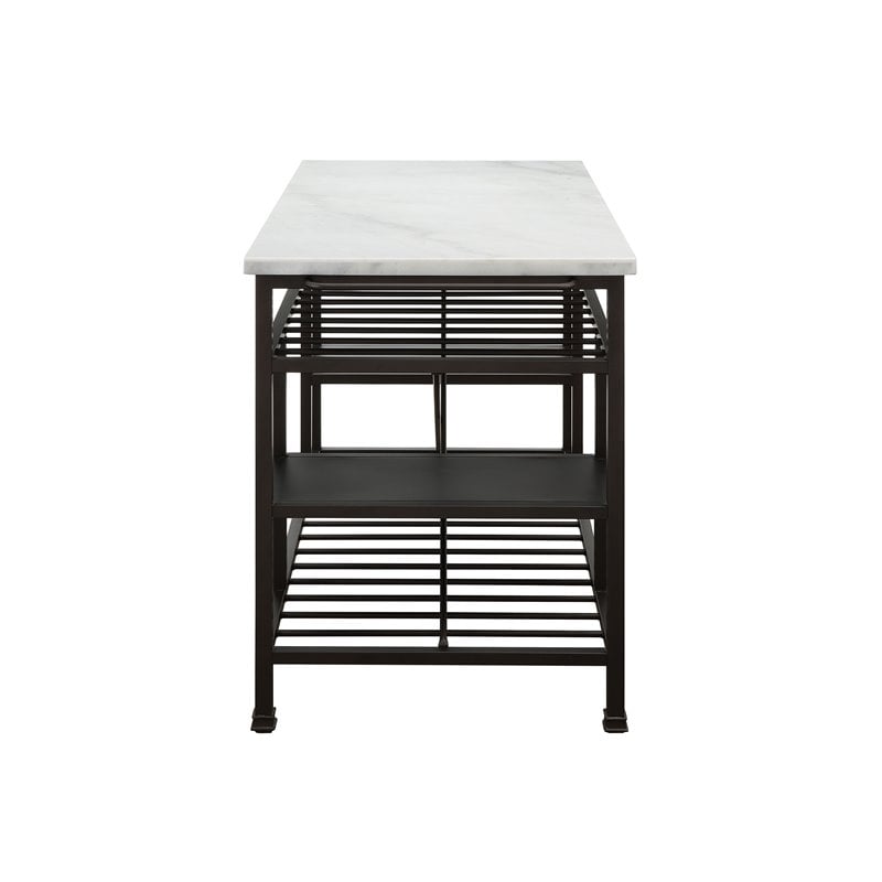 ACME Lanzo Kitchen Island in Marble and Gunmetal