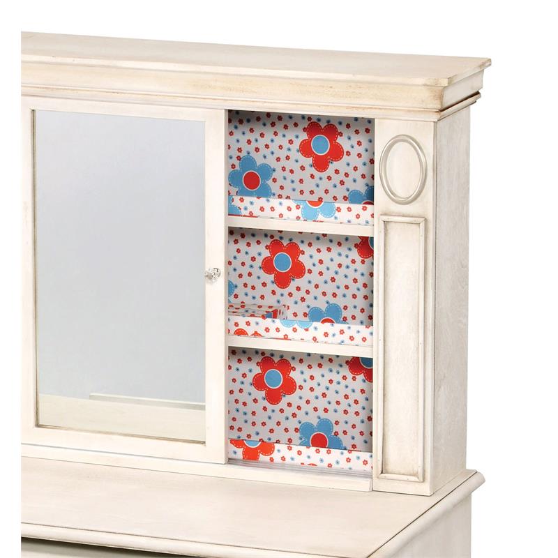 ACME Leven Wooden Jewelry Armoire with 5 Drawers in Antique White