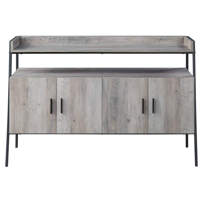 ACME Samiya Wooden 1-Shelf TV Stand with 4 Doors in Gray Oak and Black
