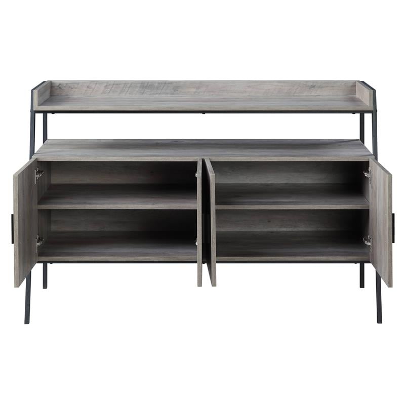 ACME Samiya Wooden 1-Shelf TV Stand with 4 Doors in Gray Oak and Black