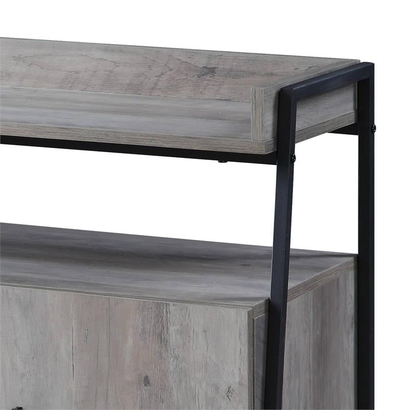 ACME Samiya Wooden 1-Shelf TV Stand with 4 Doors in Gray Oak and Black