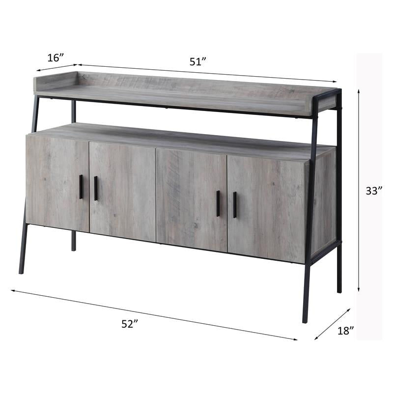 ACME Samiya Wooden 1-Shelf TV Stand with 4 Doors in Gray Oak and Black