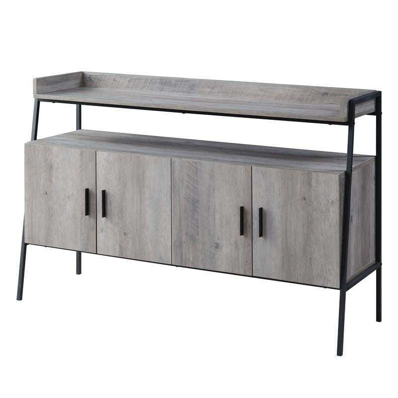 ACME Samiya Wooden 1-Shelf TV Stand with 4 Doors in Gray Oak and Black