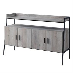 acme samiya wooden 1-shelf tv stand with 4 doors in gray oak and black