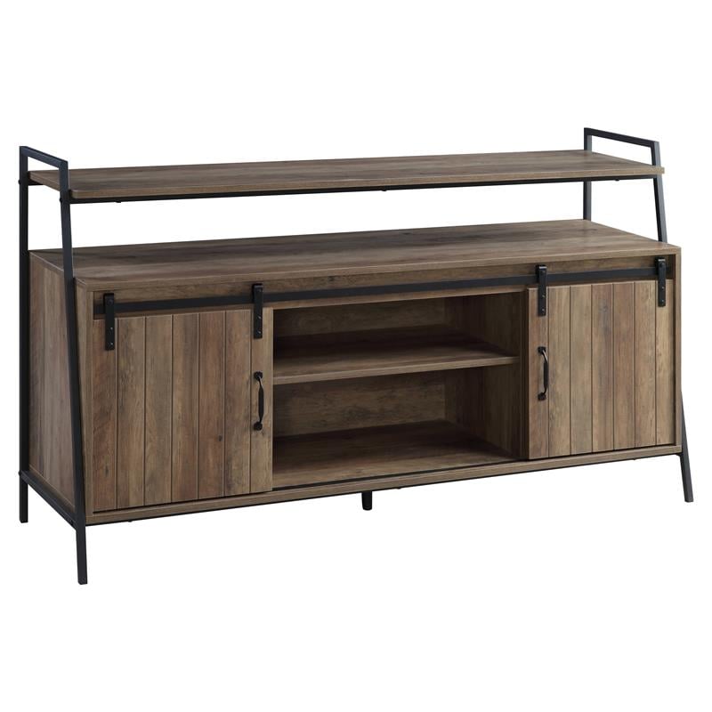 ACME Rashawn Wooden TV Stand with 2 Open Shelves in Rustic Oak and Black
