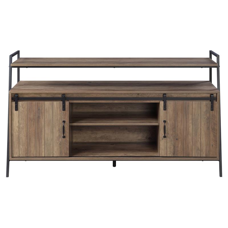 ACME Rashawn Wooden TV Stand with 2 Open Shelves in Rustic Oak and Black