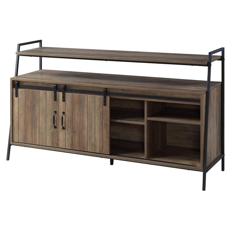 ACME Rashawn Wooden TV Stand with 2 Open Shelves in Rustic Oak and Black