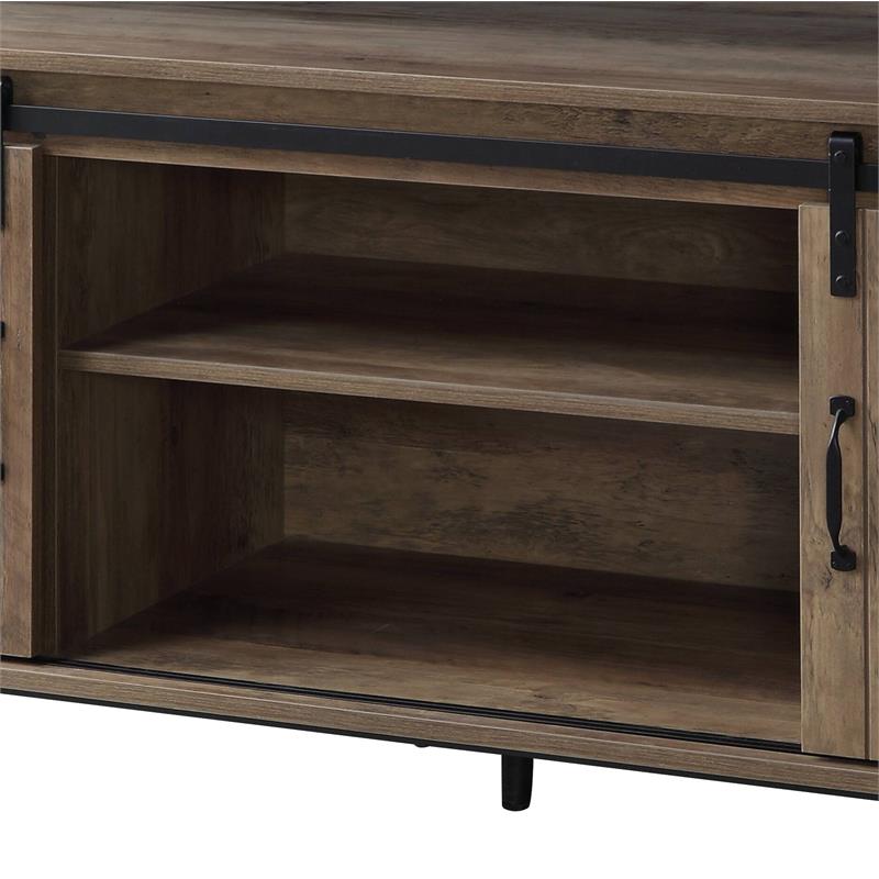 ACME Rashawn Wooden TV Stand with 2 Open Shelves in Rustic Oak and Black