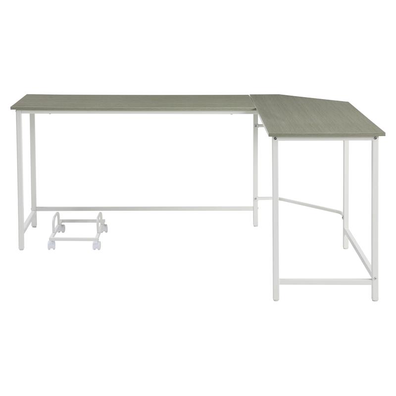 ACME Bambina Wooden Top Computer Desk with Computer Holder in Gray and White
