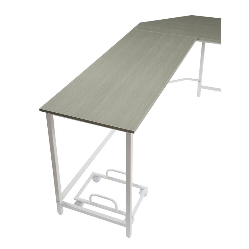 ACME Bambina Wooden Top Computer Desk with Computer Holder in Gray and White