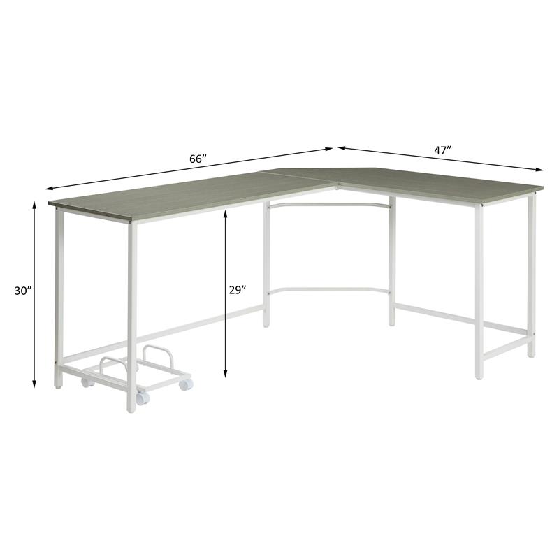 ACME Bambina Wooden Top Computer Desk with Computer Holder in Gray and White