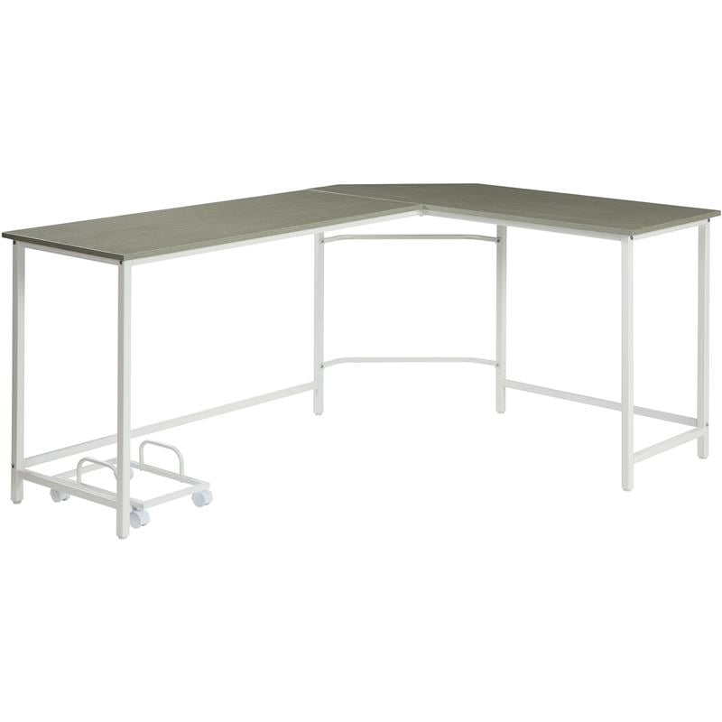 ACME Bambina Wooden Top Computer Desk with Computer Holder in Gray and White
