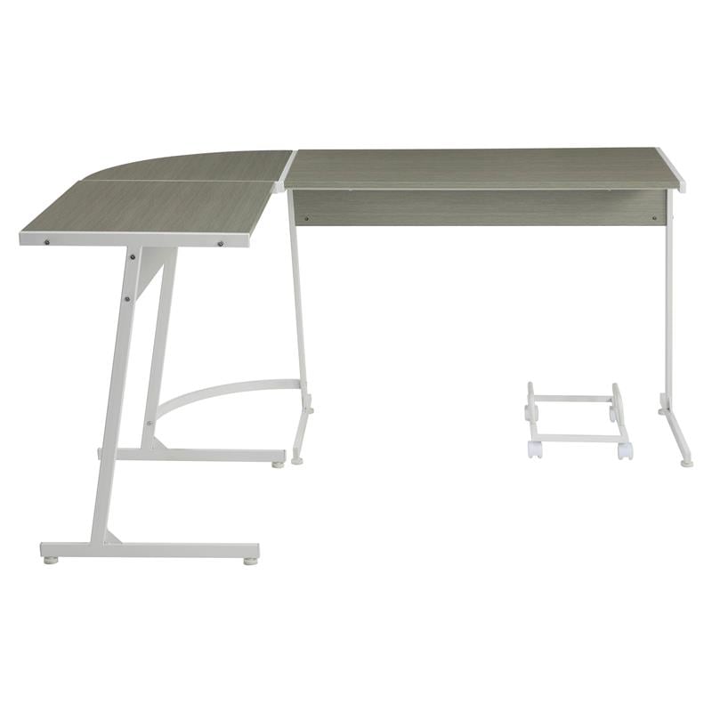 ACME Carver Wooden Top Computer Desk with Holder in Gray and White