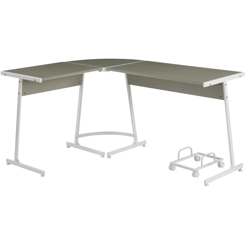 ACME Carver Wooden Top Computer Desk with Holder in Gray and White