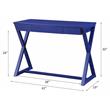 ACME Nalo Wooden 1-Drawer Writing Desk with X-Shaped Base in Twilight Blue
