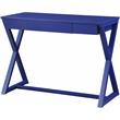 ACME Nalo Wooden 1-Drawer Writing Desk with X-Shaped Base in Twilight Blue
