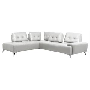 acme turano 2-piece leather upholstered sectional sofa in pearl white