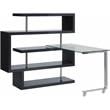 ACME Buck II Glass Top Writing Desk in Chrome and Black High Gloss