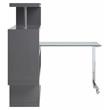 ACME Buck II Glass Top Writing Desk in Chrome and Gray High Gloss